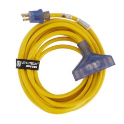 Utilitech UTP611825 Outdoor 25-ft 12 / 3 3 Prong Yellow Outdoor SJTW Heavy Duty Lighted Extension Cord