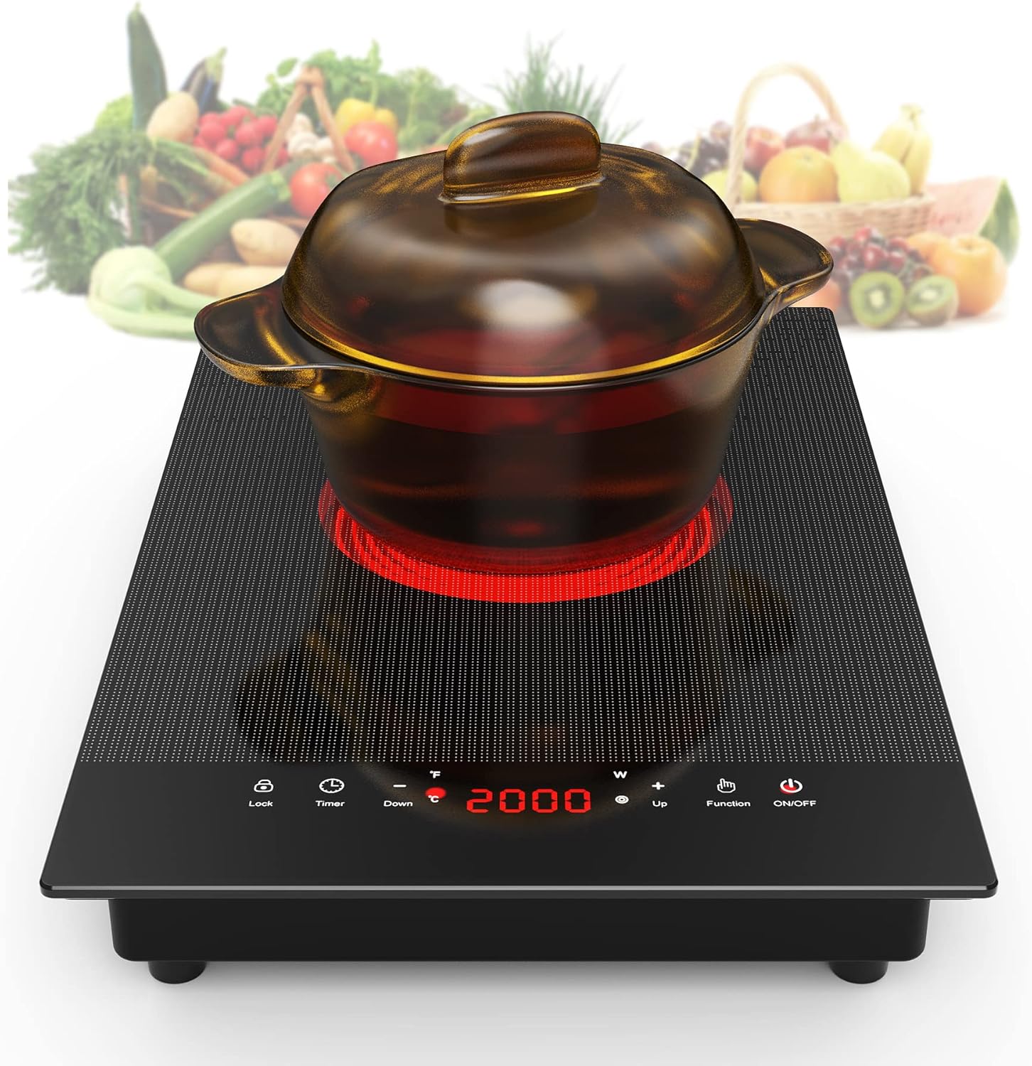 VBGK Electric Cooktop,110V Electric Stove Top,Single Burner Electric Cooktop LED Touch Control,9 Power Levels, Kids Lock &Timer,Overheat Protection,2000W Portable Induction Cooktop VBGK Electric Cooktop,110V Electric Stove Top,Single Burner Electric Cooktop LED Touch Control,9 Power Levels, Kids Lock &Timer,Overheat Protection,2000W Portable Induction Cooktop