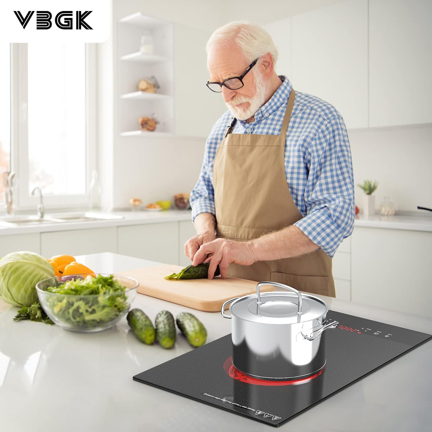 VBGK Electric Cooktop,110V Electric Stove Top,Single Burner Electric Cooktop LED Touch Control,9 Power Levels, Kids Lock &Timer,Overheat Protection,2000W Portable Induction Cooktop11