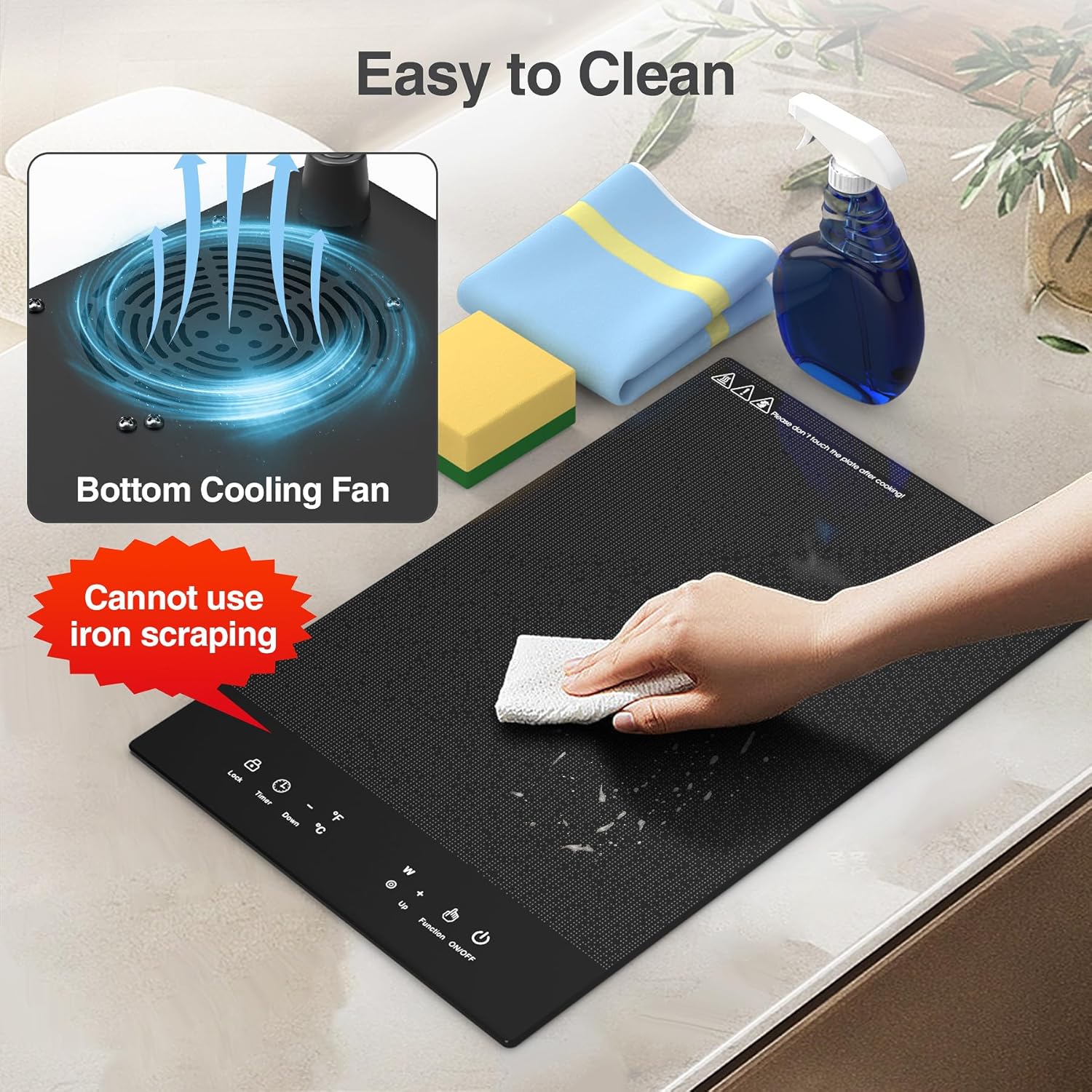 VBGK Electric Cooktop,110V Electric Stove Top,Single Burner Electric Cooktop LED Touch Control,9 Power Levels, Kids Lock &Timer,Overheat Protection,2000W Portable Induction Cooktop6