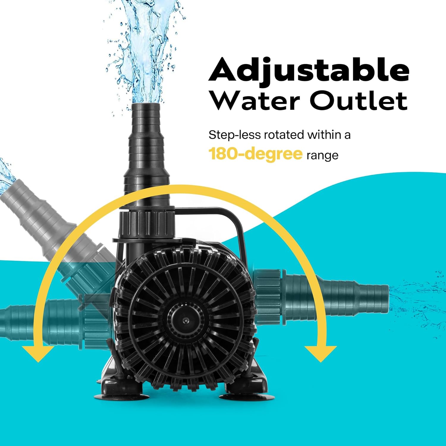 VIVOHOME 100W 1800GPH Submersible Water Pump with 180° Adjustable Water Outlet, 13.8ft High Lift for Waterfall Fountains Fish Tank Pond3