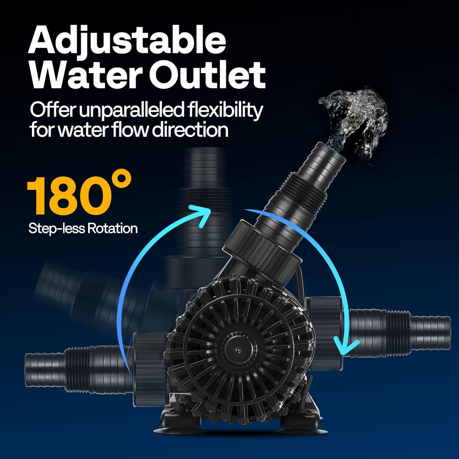 VIVOHOME 120W 2700GPH Submersible Water Pump with 180° Adjustable Water Outlet, 15.1ft High Lift for Waterfall Fountains Fish Tank Pond5
