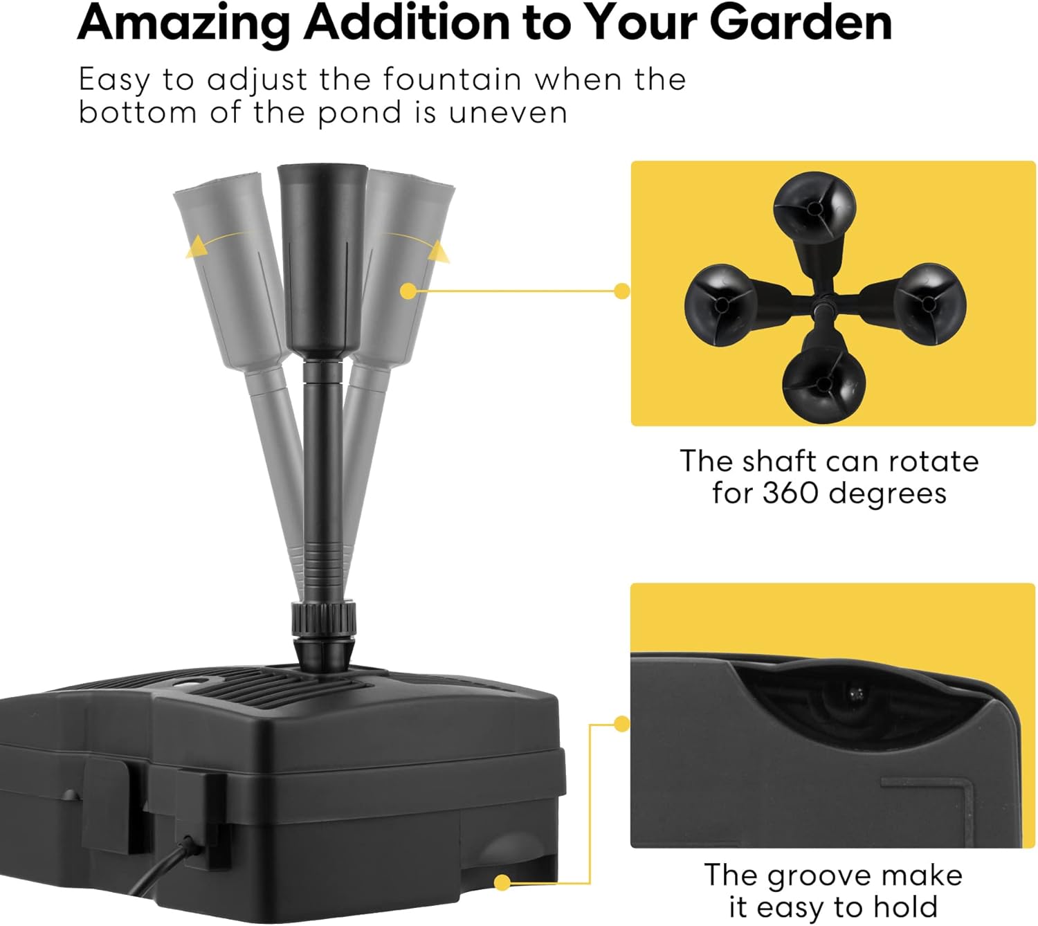 VIVOHOME 530 GPH Submersible Pond Filter Pump Fountain Kits with Sterilizer Suitable for Ponds of 920 Gallons, Water Pump Built In3