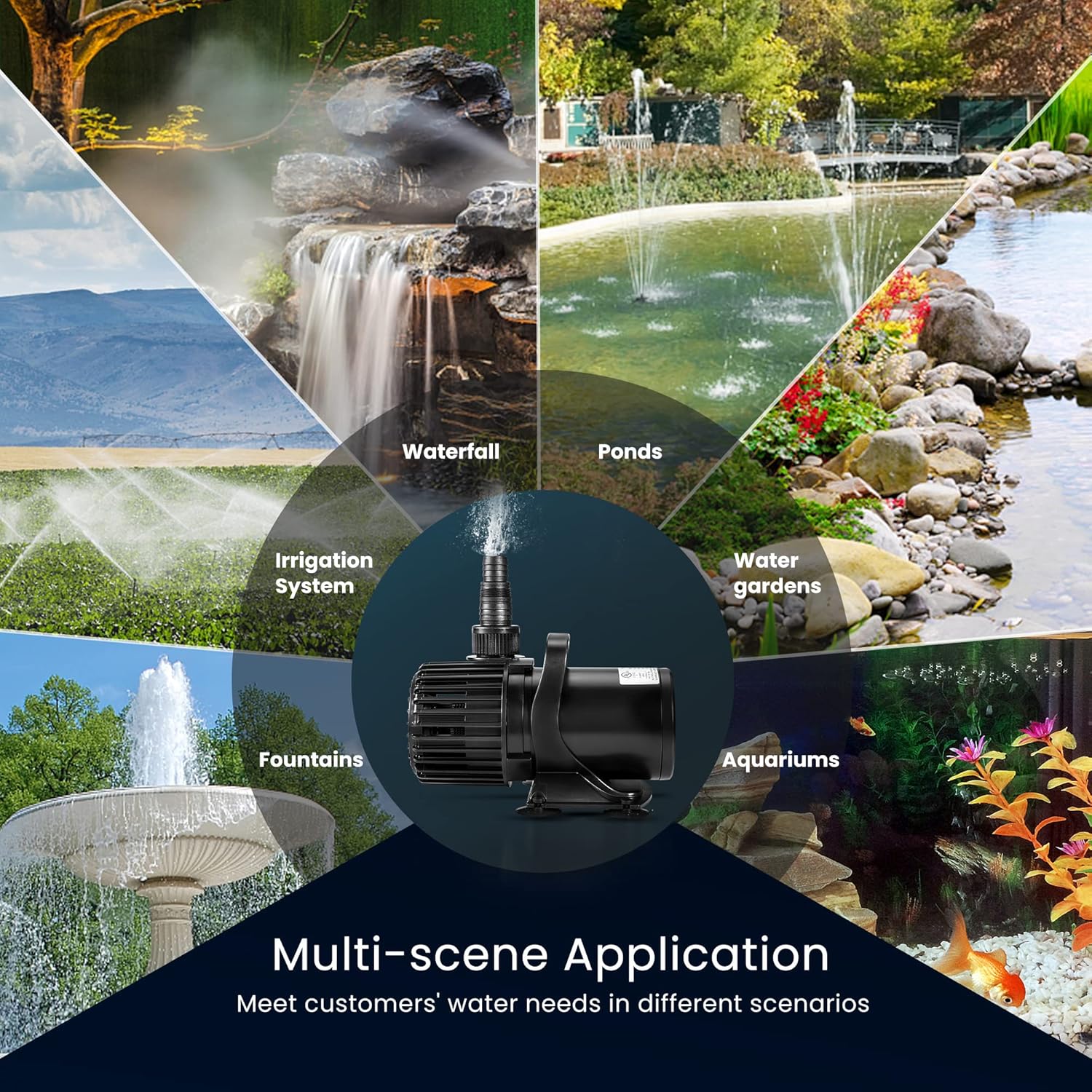 VIVOHOME Electric 175W 3000GPH Submersible Water Pump for Koi Pond Pool Waterfall Fountains Fish Tank and Aquarium7