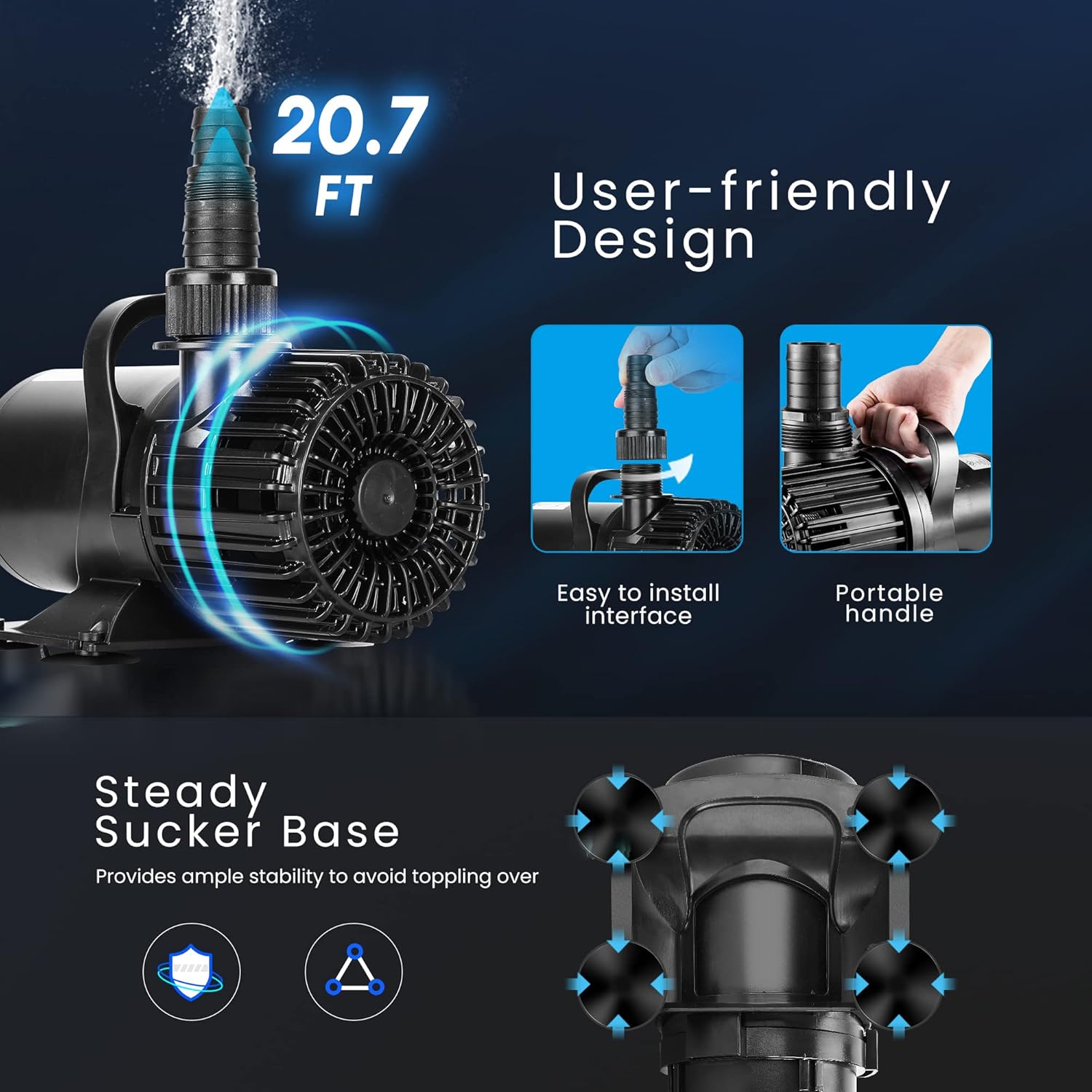 VIVOHOME Electric 310W 5300GPH Submersible Water Pump for Koi Pond Pool Waterfall Fountains Fish Tank and Aquarium1