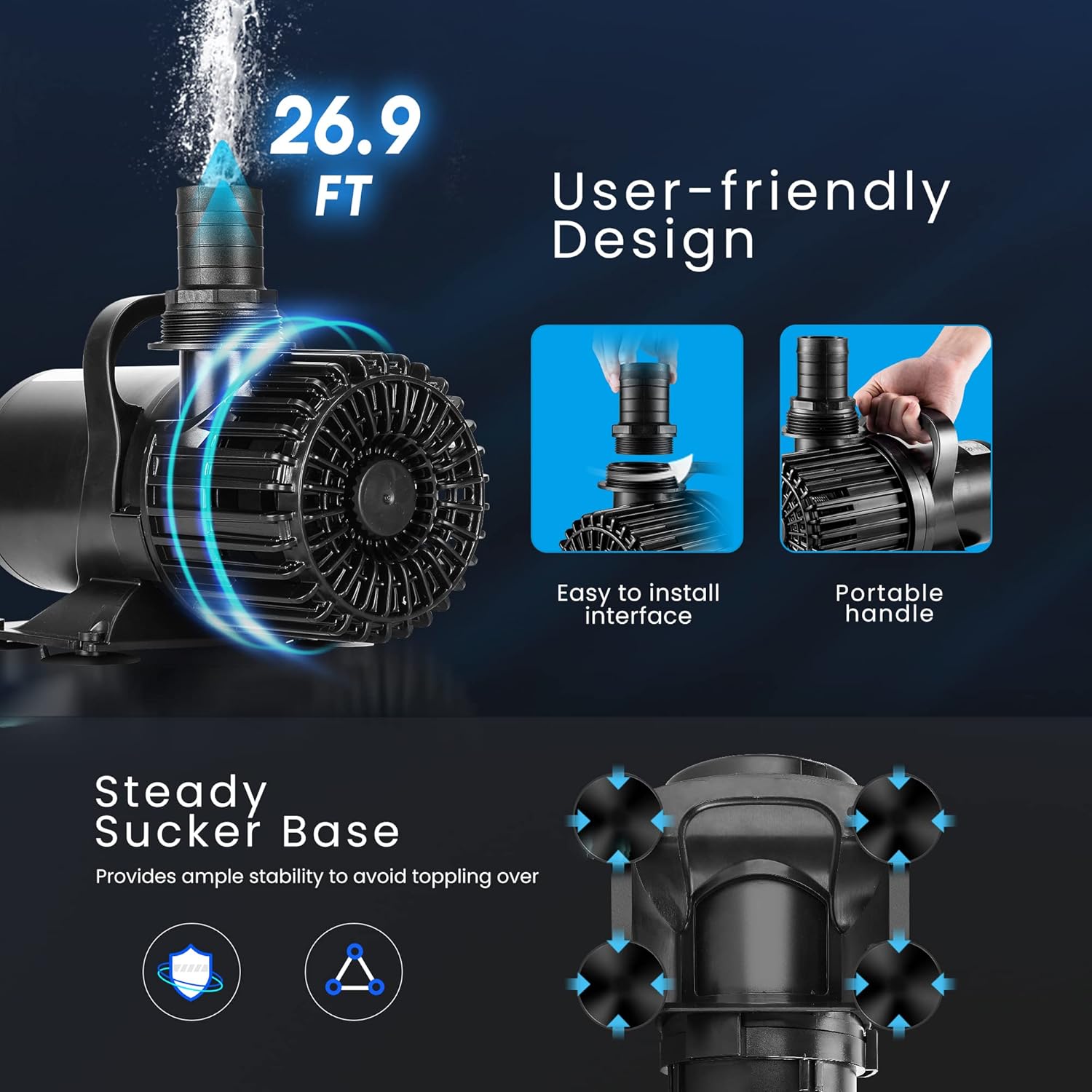 VIVOHOME Electric 620W 9000GPH Submersible Water Pump for Koi Pond Pool Waterfall Fountains Fish Tank and Aquarium3