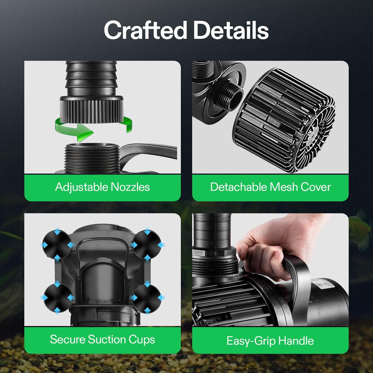 VIVOSUN 4500 GPH Submersible Water Pump, 220W Pond Pump, Ultra Quiet Aquarium Pump with 19FT. Lift Height for Pond Waterfall, Fish Tank, Statuary, or Hydroponics7