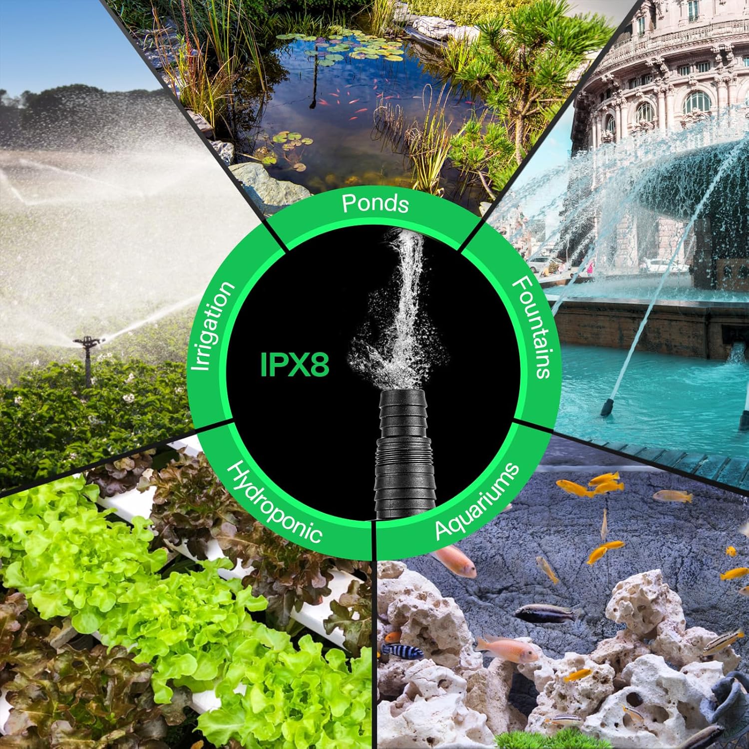 VIVOSUN 4500 GPH Submersible Water Pump, 220W Pond Pump, Ultra Quiet Aquarium Pump with 19FT. Lift Height for Pond Waterfall, Fish Tank, Statuary, or Hydroponics8