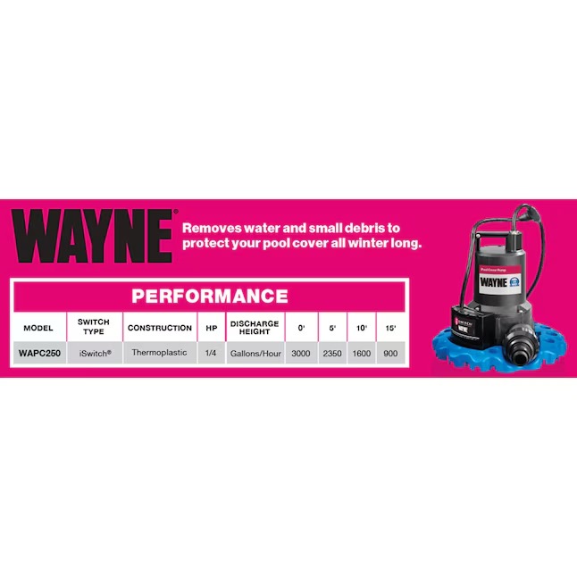 Wayne 57729-WYNP Pool Pumps 50 Clog Resistant Plug-in Pool Cover Pump6_11zon