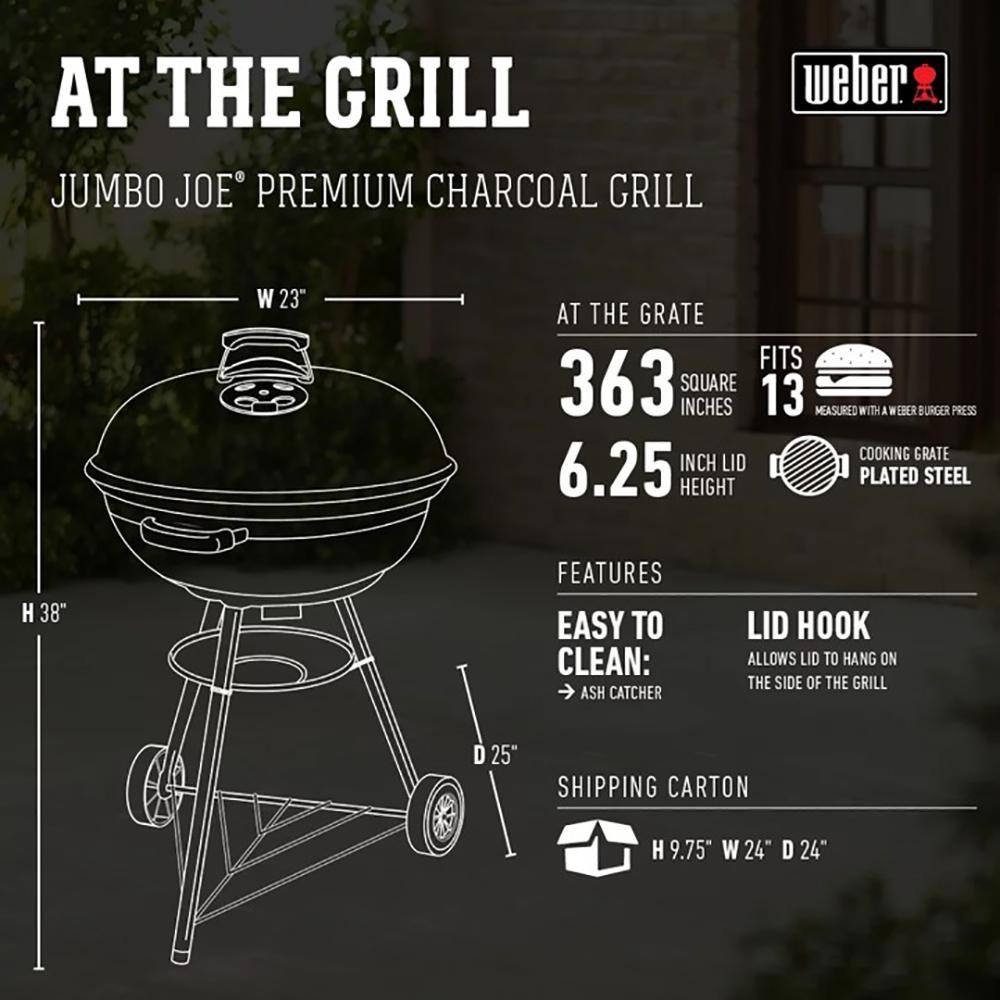 Weber 1500668 Jumbo Joe Premium 22 in. Charcoal Grill in Black with Grill Cover2