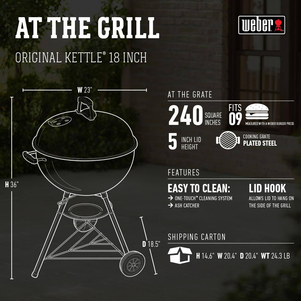 Weber 441001 Original Kettle 18 in. Charcoal Grill in Black2