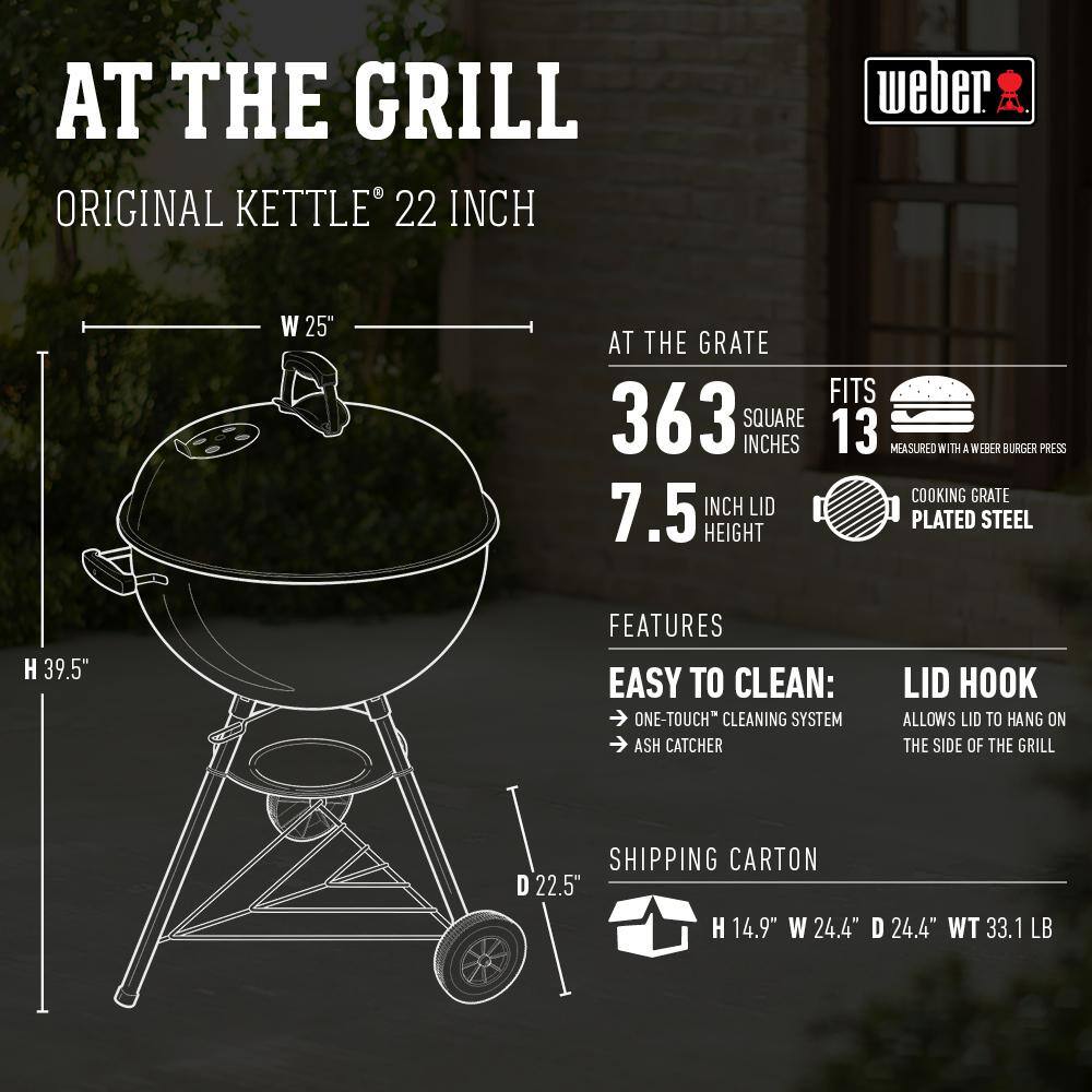 Weber 741001 Original Kettle 22 in. Charcoal Grill in Black2