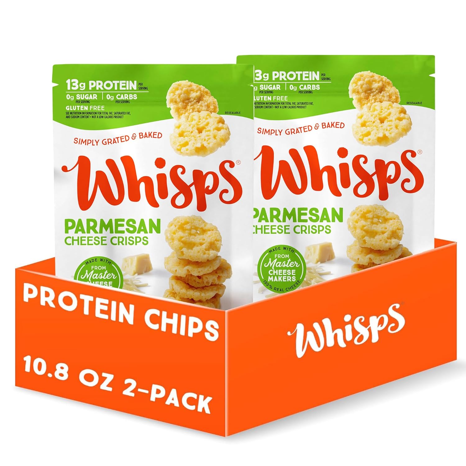 Whisps Cheese Crisps Parmesan Cheese Protein Chips Healthy Snacks Protein Snacks, Gluten Free, High Protein, Low Carb Keto Food (10.8 Oz, 2 Pack) Whisps Cheese Crisps Parmesan Cheese | Protein Chips | Healthy Snacks | Protein Snacks, Gluten Free, High Protein, Low Carb Keto Food (10.8 Oz, 2 Pack)