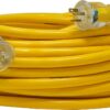 Yellow Jacket Super Heavy-Duty Extension Cord, 100 Ft 10 Gauge 3 Prong, 20-Amp with Lighted T-Blade Plug, Yellow, 2992