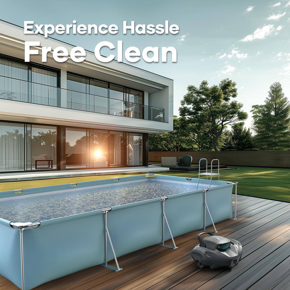 AIPER SG 800B Cordless Robotic Pool Vacuum - Automatic Pool Vacuum for Flat Above Ground Pools up to 860 sq. ft. Gray0