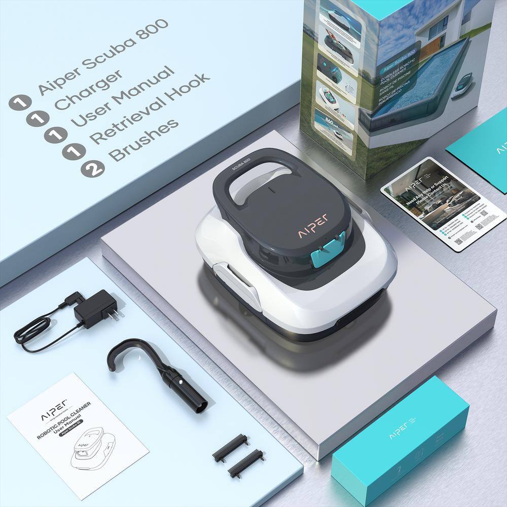 AIPER Scuba 800 Cordless Robotic Pool Vacuum for Flat Above-Ground Pools Up to 860 sq. ft.09