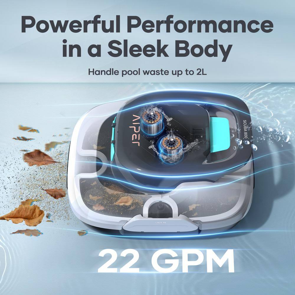 AIPER Scuba 800 Cordless Robotic Pool Vacuum for Flat Above-Ground Pools Up to 860 sq. ft.3