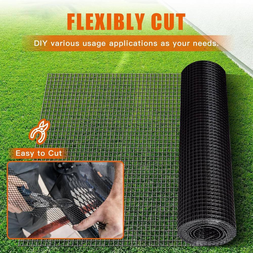 ATENGNES YD240217 48 in. x 50 ft. 19-Gauge 1 2 in. Black Vinyl Coated Hardware Cloth Welded Wire Fence Improvement and Chicken Coop5