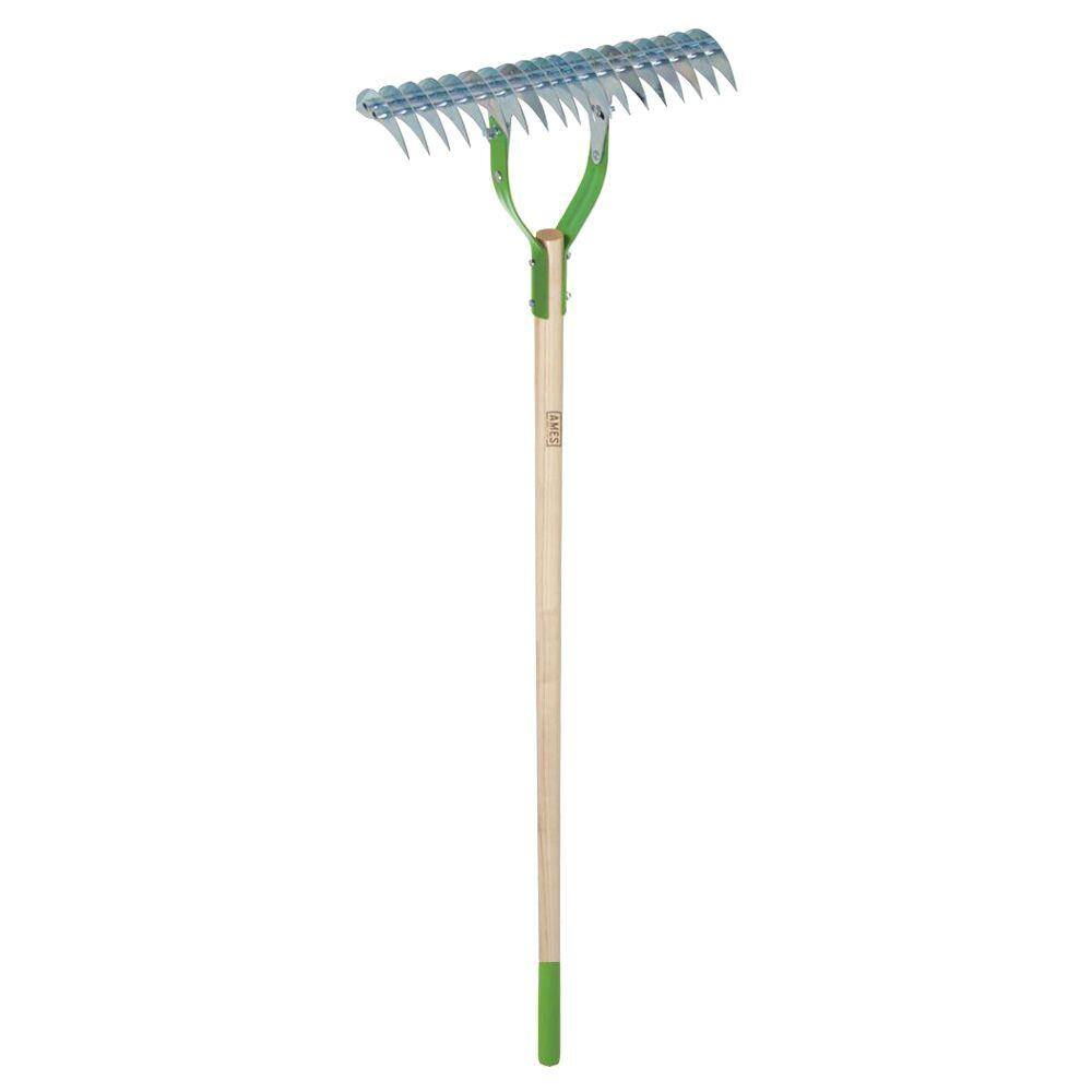 Ames 2915100 54 in. Hardwood Handle 19-Tine Adjustable Thatch Rake Ames 2915100 54 in. Hardwood Handle 19-Tine Adjustable Thatch Rake