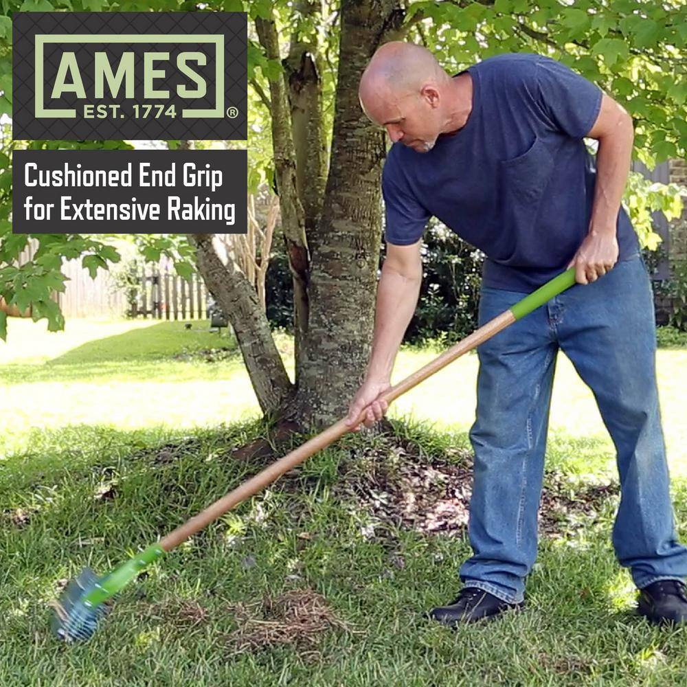 Ames 2915100 54 in. Hardwood Handle 19-Tine Adjustable Thatch Rake`