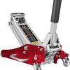 BIG RED AT815016LR Torin Hydraulic Low Profile Aluminum and Steel Racing Floor Jack with Dual Piston Quick Lift Pump, 1.5 Ton (3,000 lb) Capacity, Red