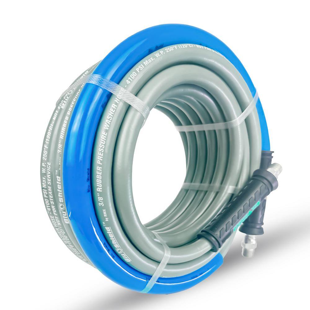 BLU SHIELD PW3850-NM 3 8 in. x 50 ft. 4100 PSI Rubber Pressure Washer Hose, Non-Marking for Hot Cold Water2