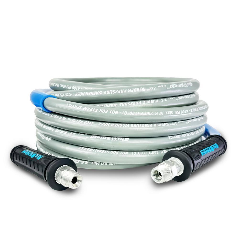 BLU SHIELD PW3850-NM 3 8 in. x 50 ft. 4100 PSI Rubber Pressure Washer Hose, Non-Marking for Hot Cold Water3