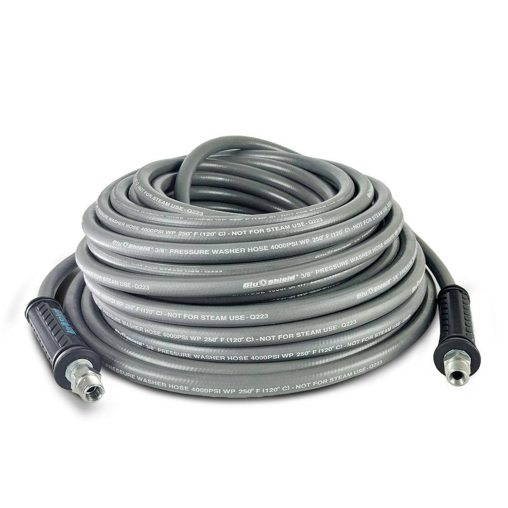 BLU SHIELD PWSW38100 3 8 in. x 100 ft. 4000 PSI Rubber Pressure Washer Hose, Non-Marking BLU SHIELD PWSW38100 3/8 in. x 100 ft. 4000 PSI Rubber Pressure Washer Hose, Non-Marking
