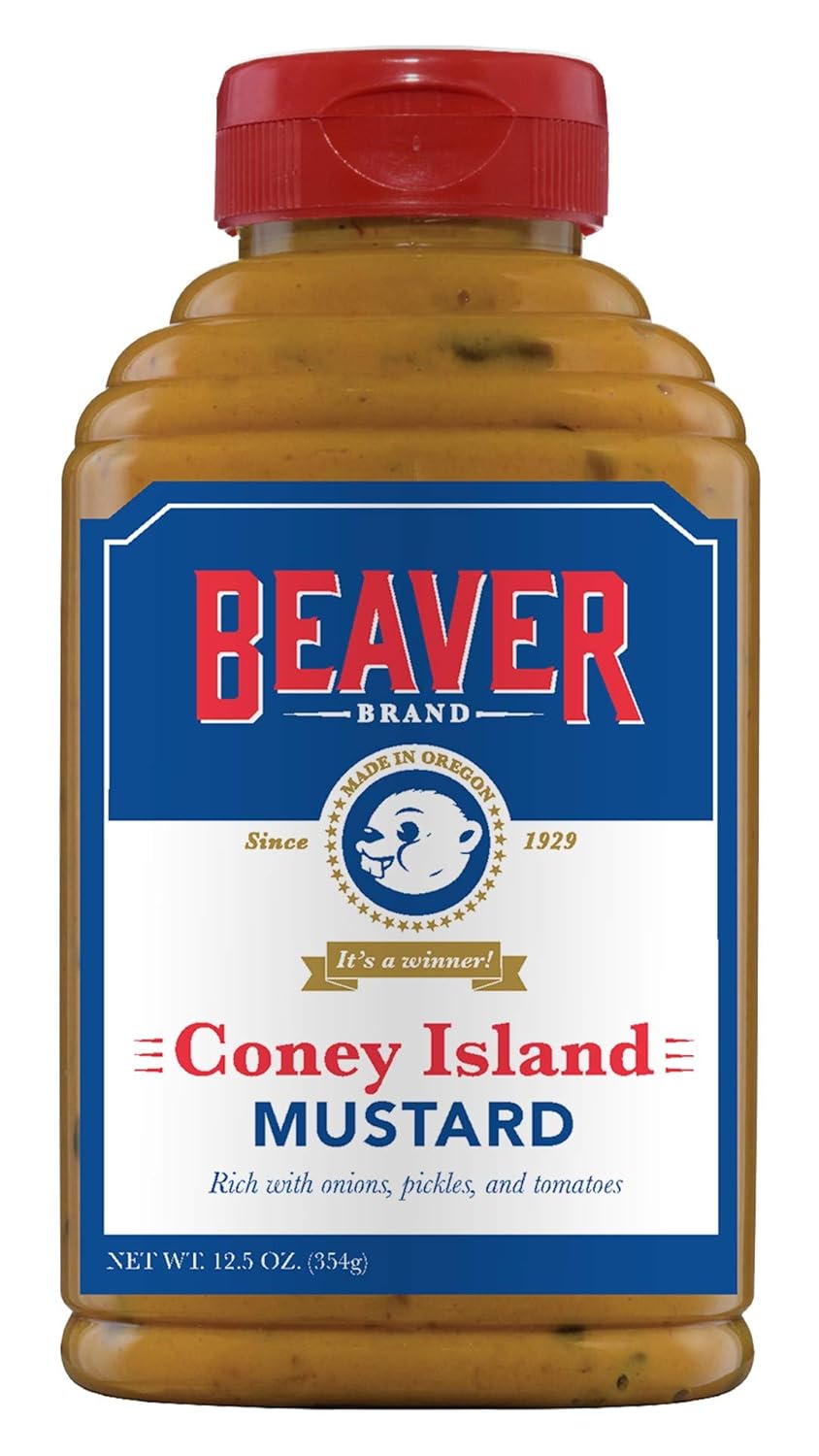 Beaver Coney Island Hot Dog Mustard, 12.5 Ounce Squeeze Bottle (Pack of 6) Beaver Coney Island Hot Dog Mustard, 12.5 Ounce Squeeze Bottle (Pack of 6)