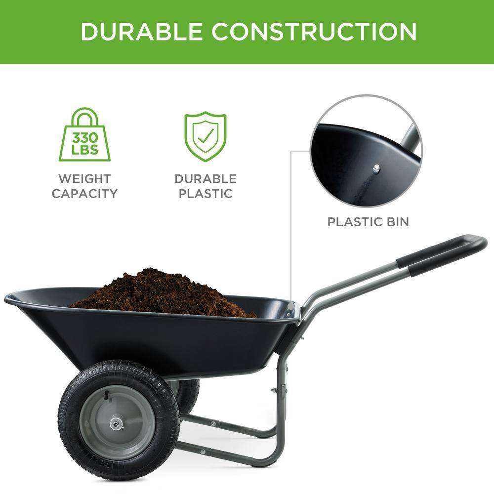 Best Choice Products SKY7889 5 cu. ft. Black Plastic Wheelbarrow with Padded Handles2
