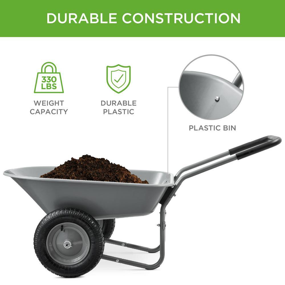 Best Choice Products SKY7890 5 cu. ft. Gray Plastic Wheelbarrow with Padded Handles2