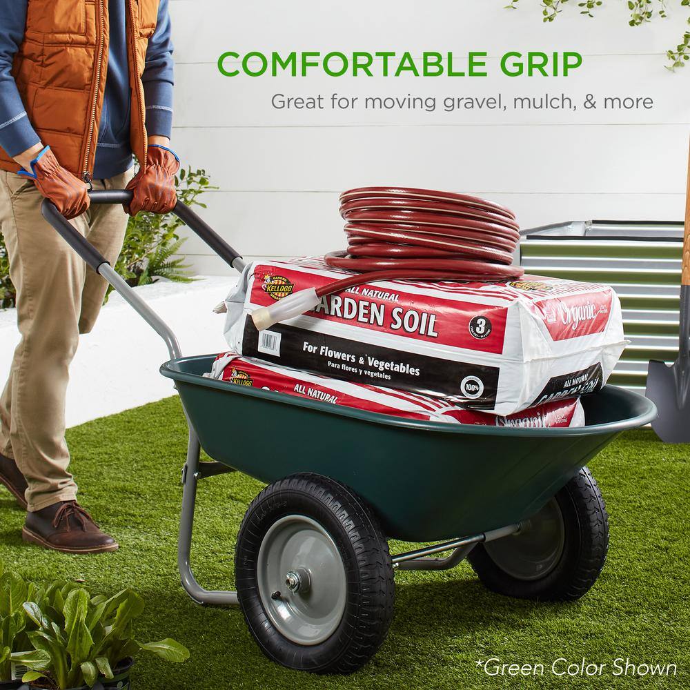 Best Choice Products SKY7890 5 cu. ft. Gray Plastic Wheelbarrow with Padded Handles4