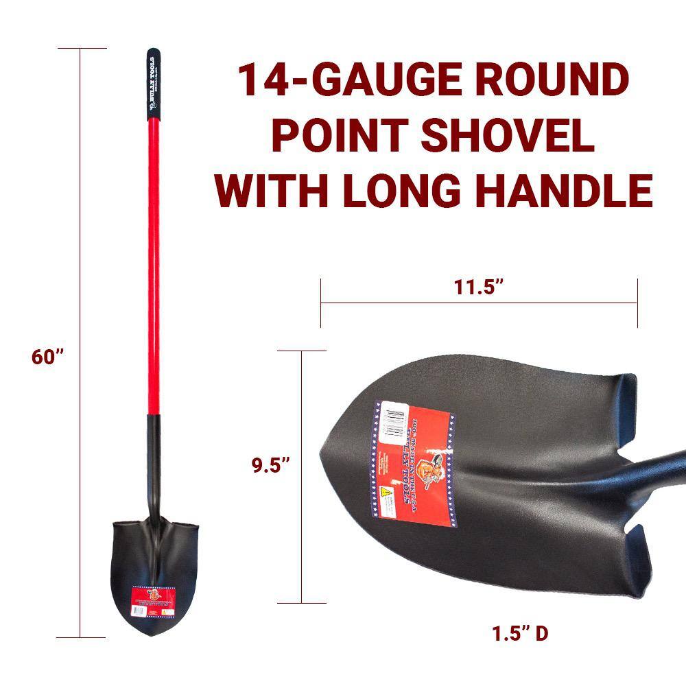 Bully Tools 82515 14-Gauge Round Point Shovel with Fiberglass Long Handle4