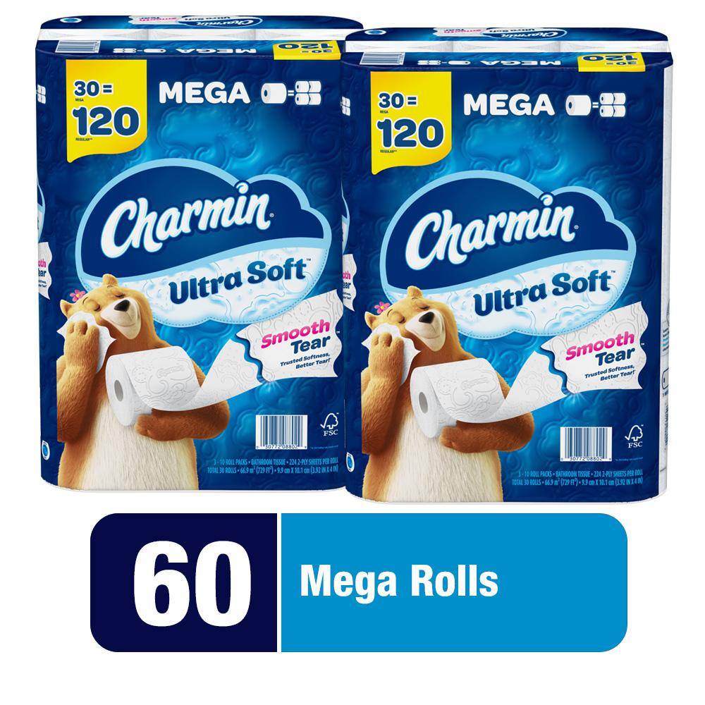 Charmin Ultra-Soft Smooth Tear Toilet Paper (60 Mega Rolls) Charmin Ultra-Soft Smooth Tear Toilet Paper (60 Mega Rolls)