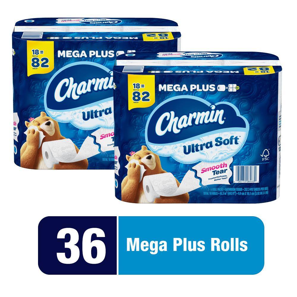Charmin Ultra-Soft Smooth Tear Toilet Paper Rolls (36 Mega Plus Rolls) Charmin Ultra-Soft Smooth Tear Toilet Paper Rolls (36 Mega Plus Rolls)