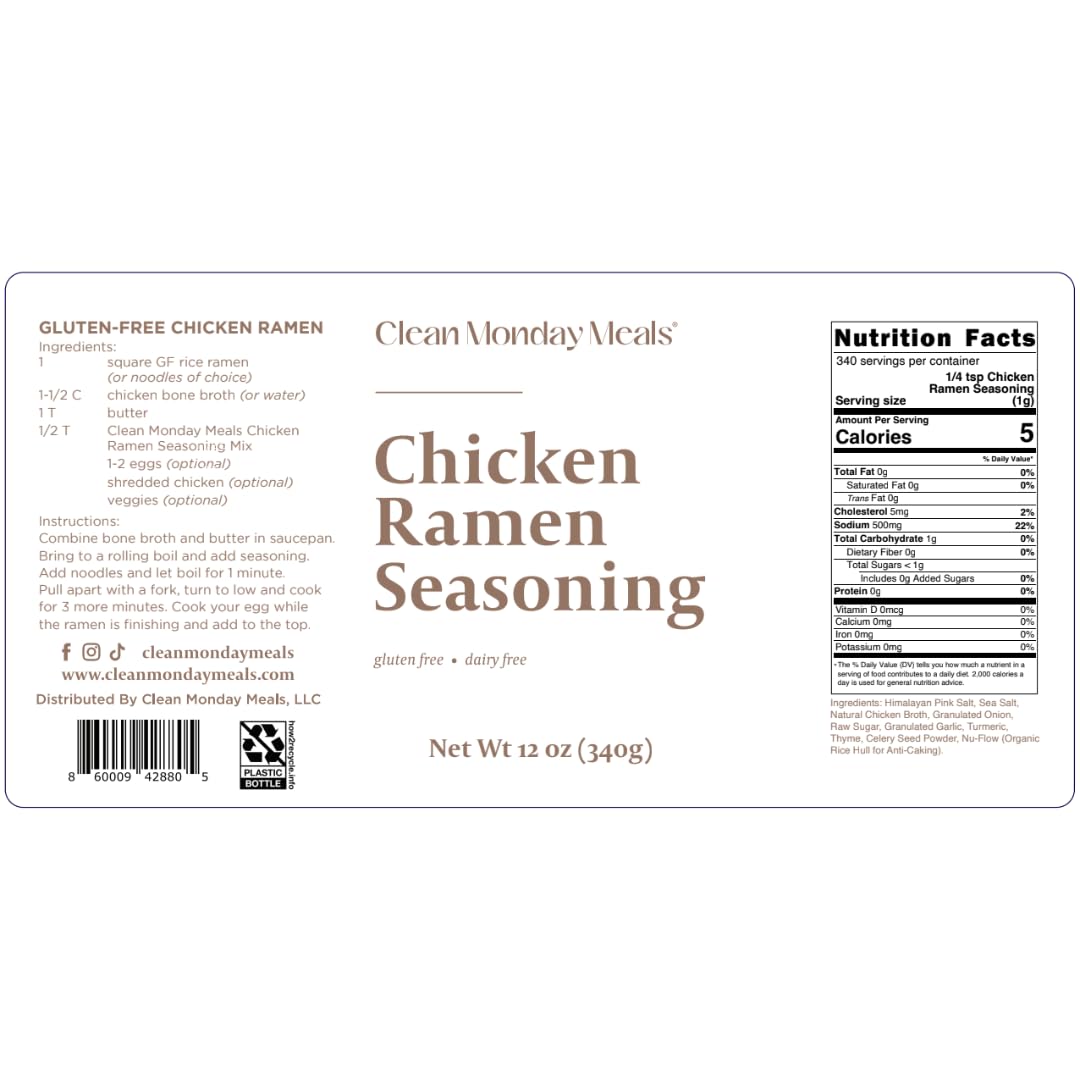 Clean Monday Meals Chicken Ramen Seasoning Mix Dairy Free & Gluten Free Two Pack11