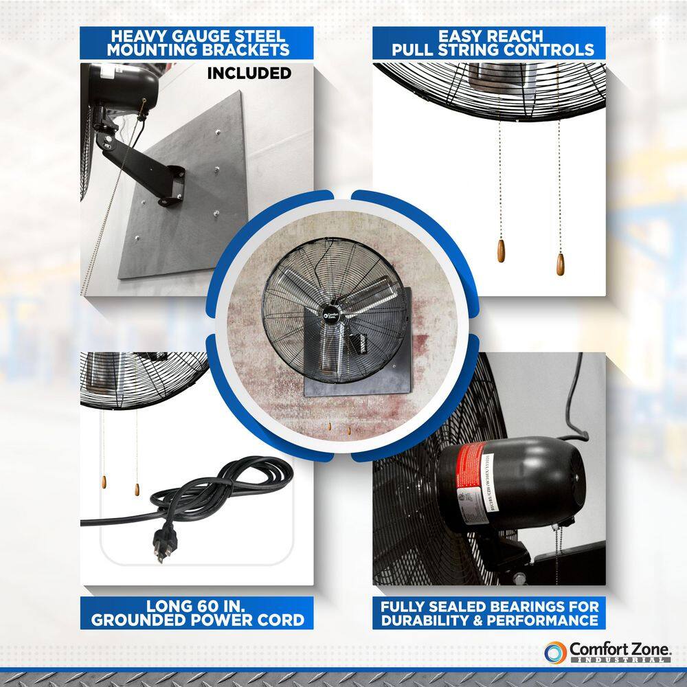 Comfort Zone CZHVW30EX 30 in. Black High-Velocity Oscillating Wall Fan4