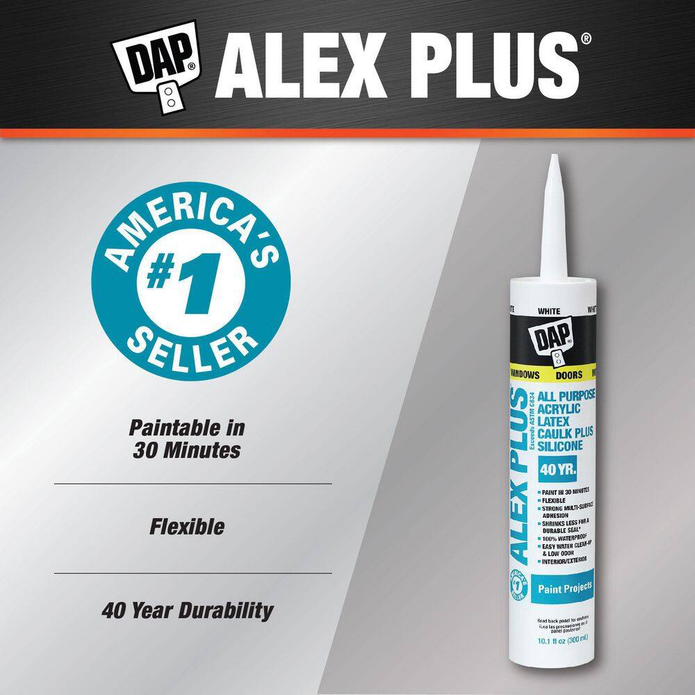DAP 7079818103 Alex Plus 10.1 oz. White Acrylic Latex Caulk Plus Silicone (30-Pack)2