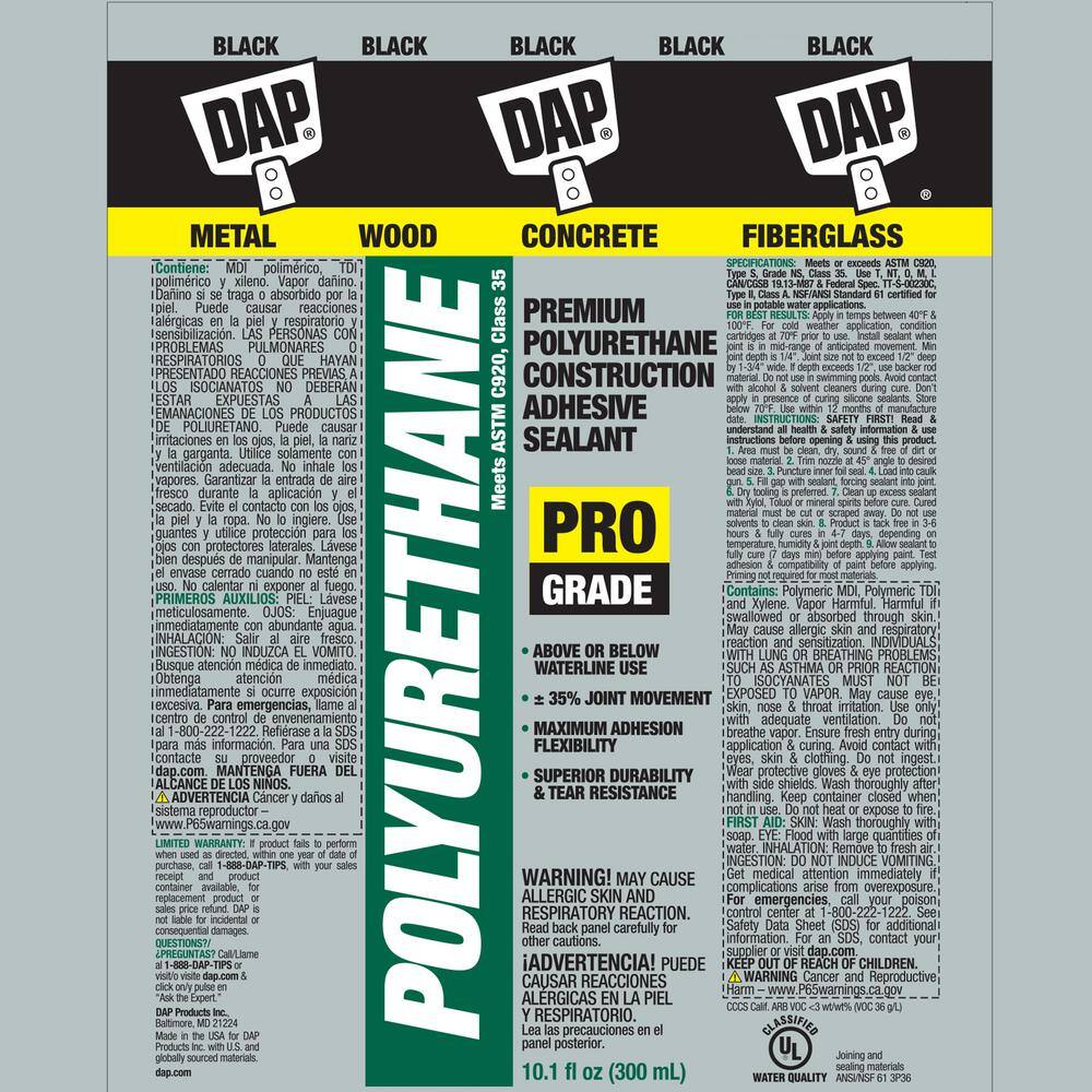 DAP 7079818816 Polyurethane 10.1 oz. Black Premium Commercial Grade Sealant (12-Pack)4