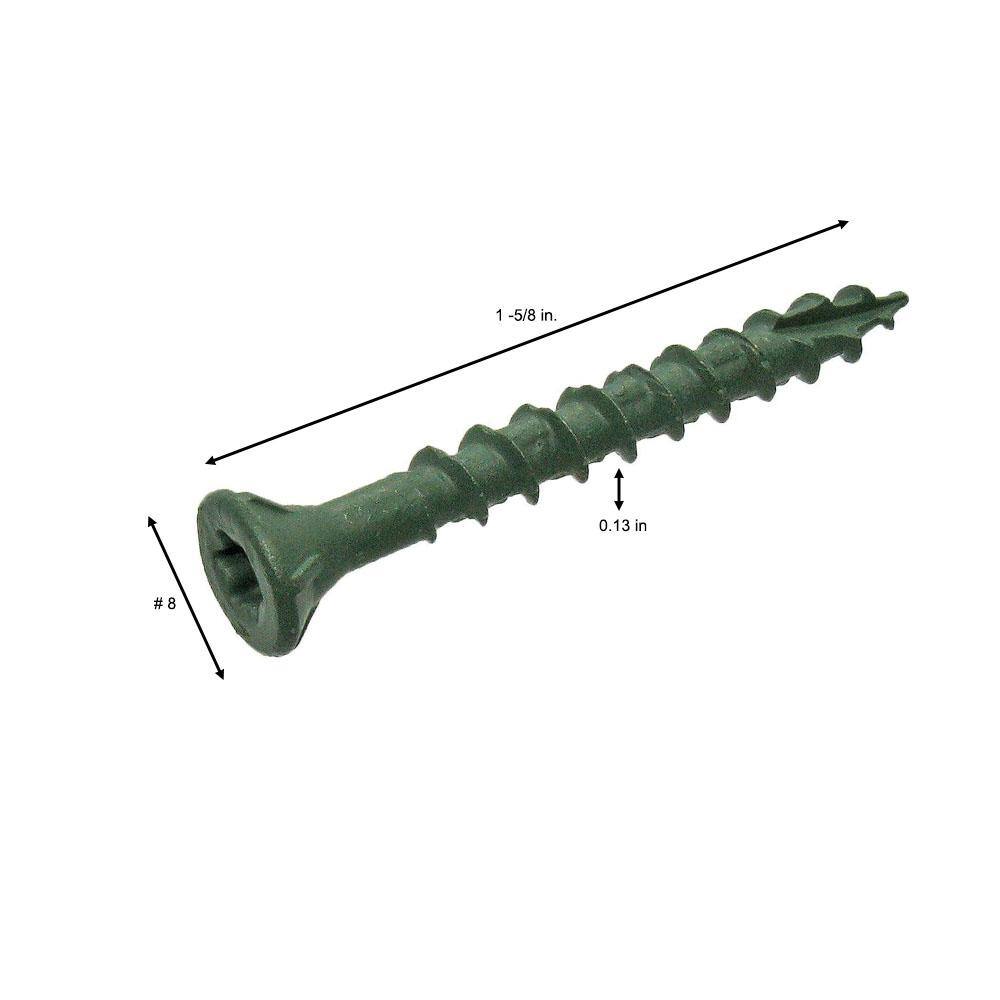 DECKMATE 158DMG25BK #8 x 1-5 8 in. Green Exterior Self-Starting Torx Flat-Head Wood Deck Screws (25 lb. 1543-Piece)3