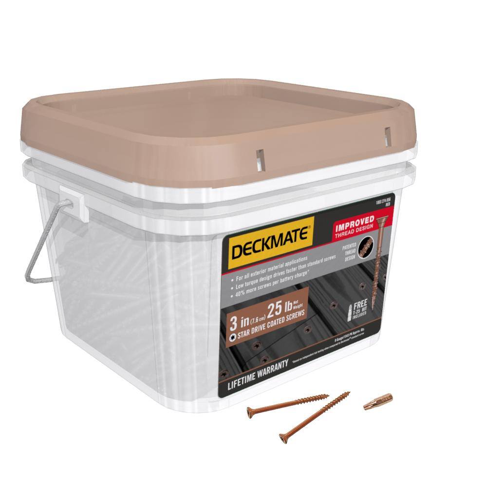 DECKMATE 3DMR25BK #9 x 3 in. Red Torx Flat-Head Wood Deck Screws (25 lb. 1543-Piece)9