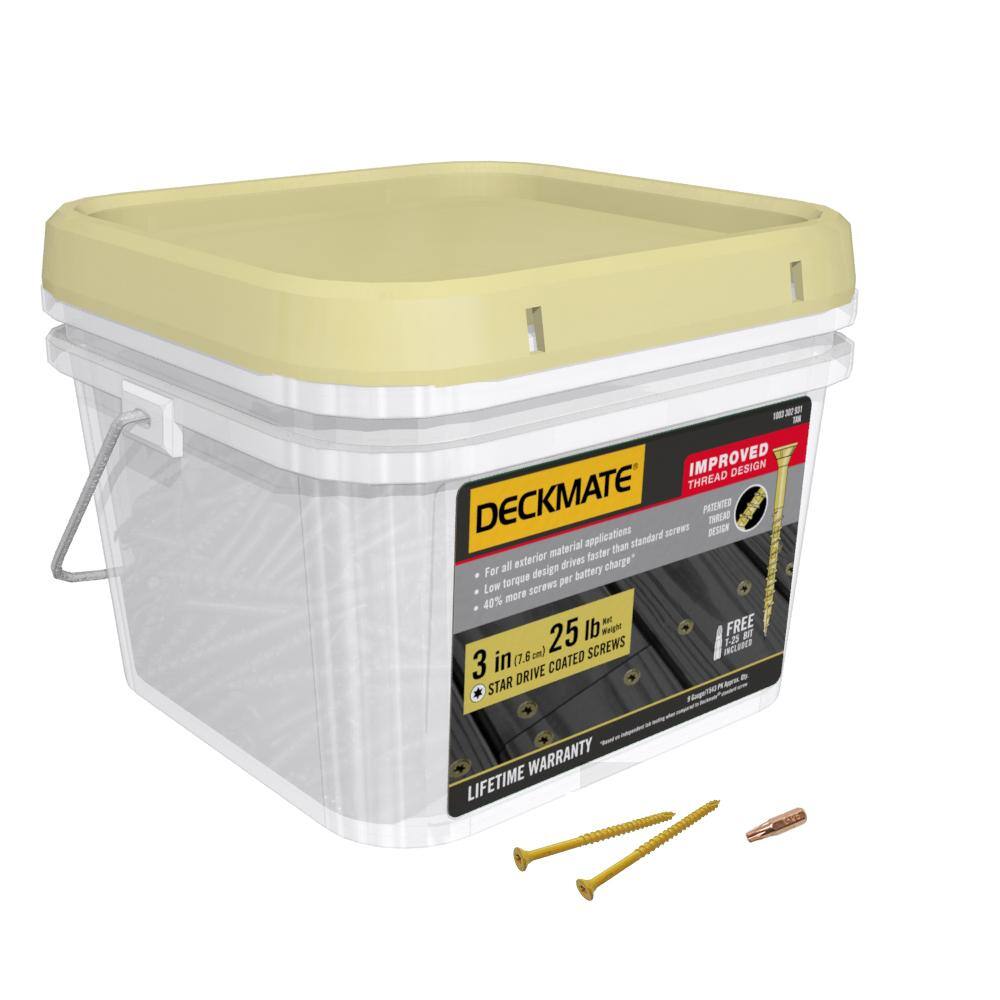DECKMATE 3DMT25BK #9 x 3 in. Tan Self-Starting Torx Flat-Head Exterior Wood Deck Screws (25 lb. 1543-Piece)7