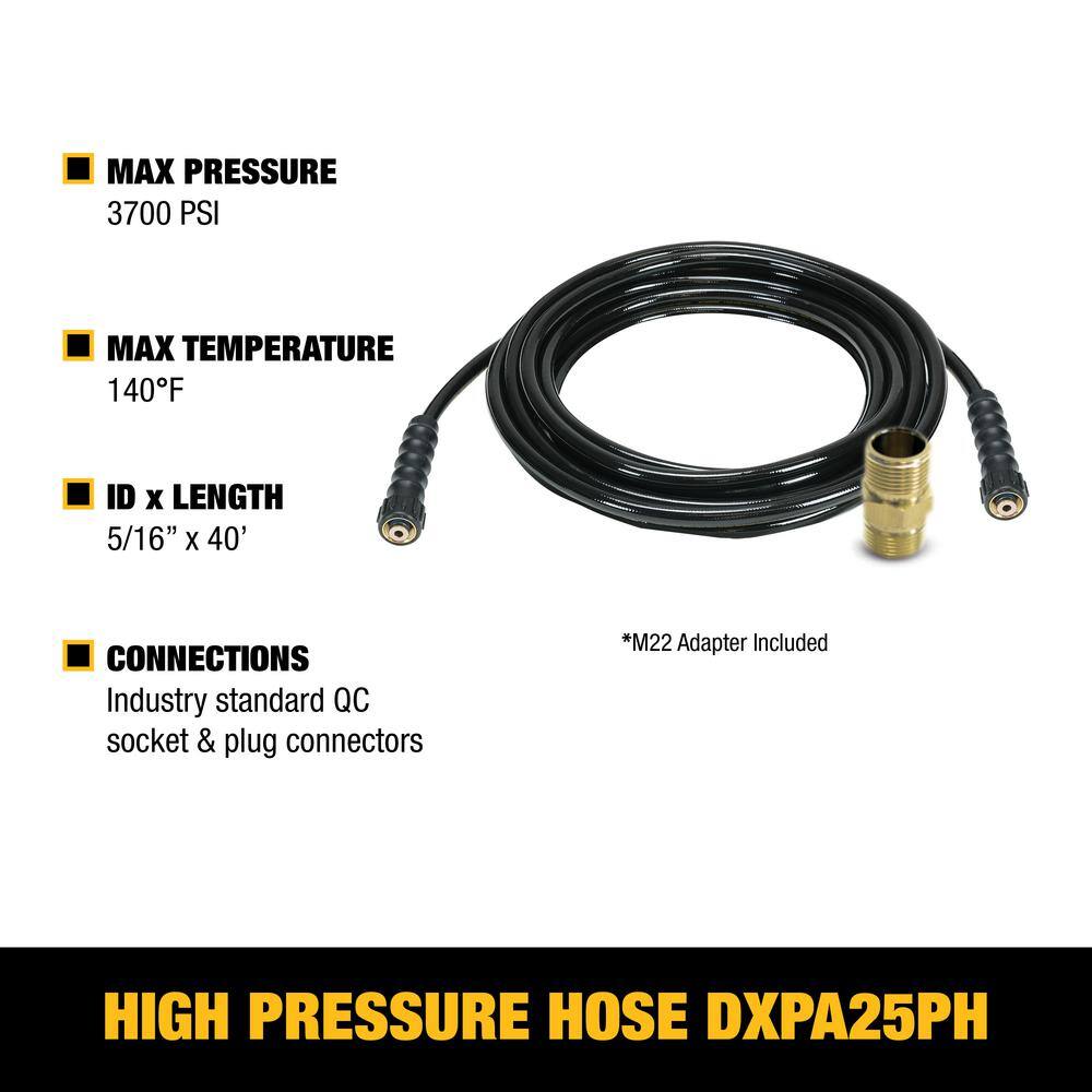 DEWALT DXPA40PH 5 16 in. x 40 ft Replacement Extension Hose for Cold Water 3700 PSI Pressure Washers, Includes M22 Adapter5
