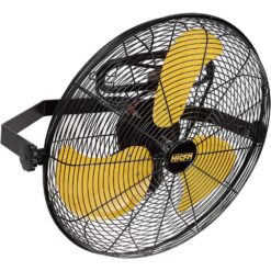 Edendirect ABC-W18 18 in. 3-Speeds High Velocity 4600 CFM Wall Mount Fan in Yellow with IP44 Enclosure Motor, 180° Tilting Oscillating