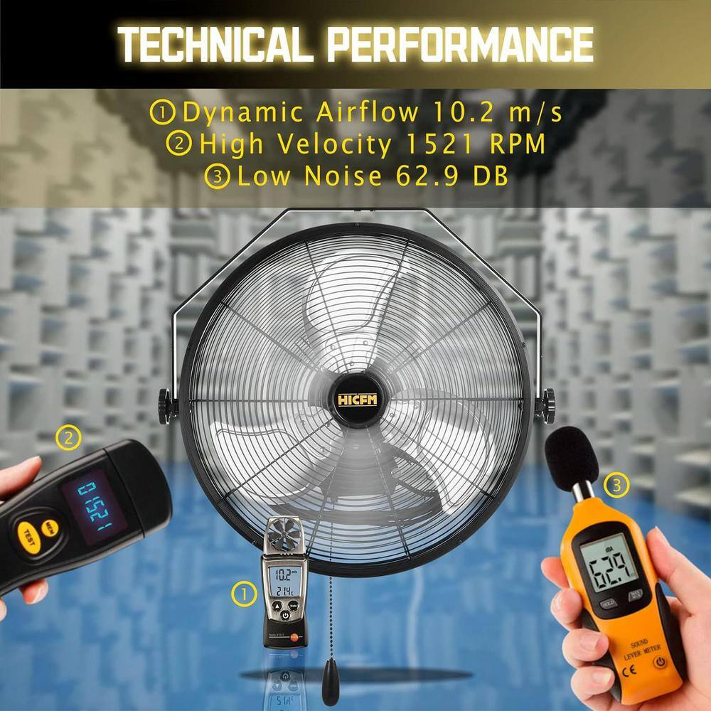 Edendirect ABC-W18 18 in. 3-Speeds High Velocity 4600 CFM Wall Mount Fan in Yellow with IP44 Enclosure Motor, 180° Tilting Oscillating1