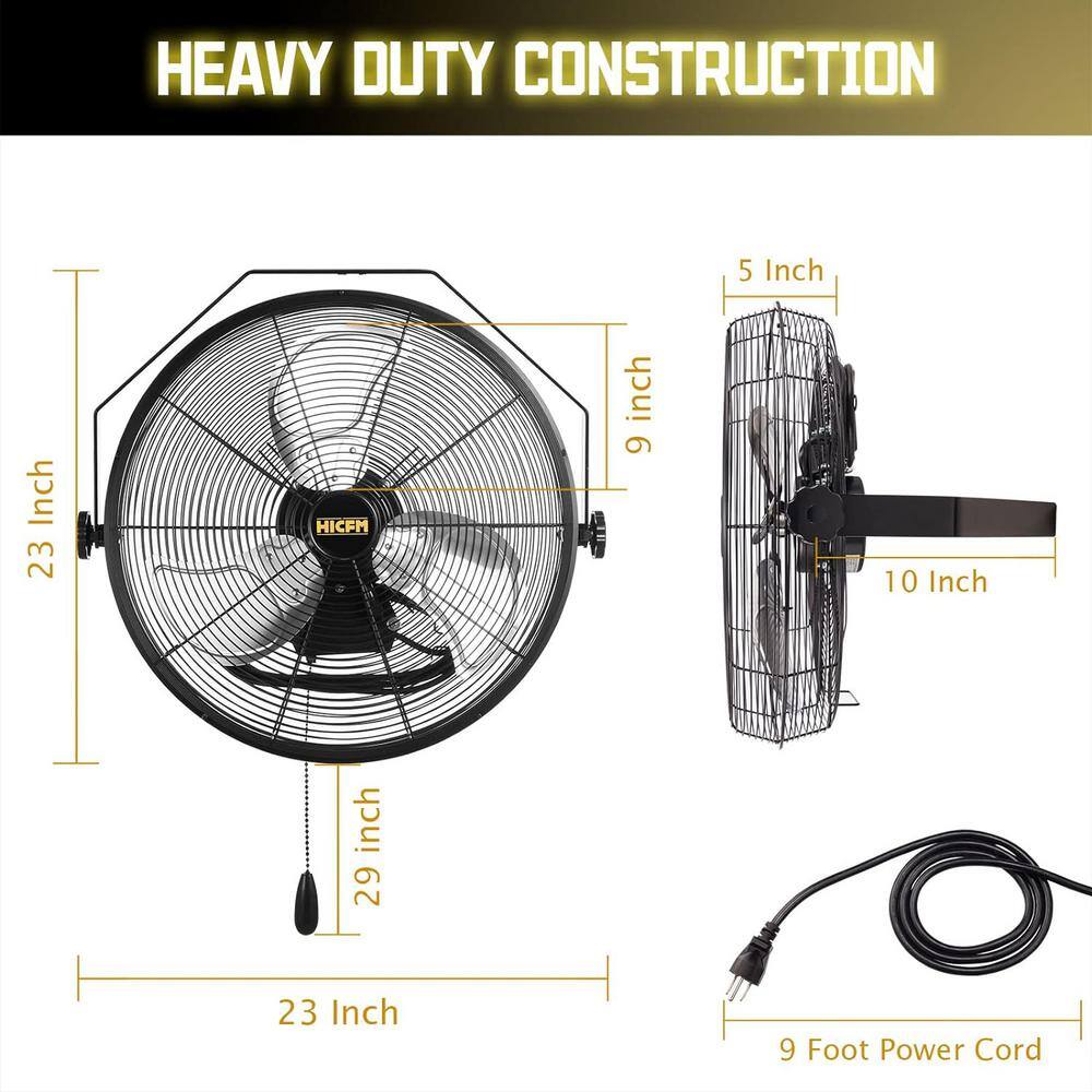 Edendirect ABC-W18 18 in. 3-Speeds High Velocity 4600 CFM Wall Mount Fan in Yellow with IP44 Enclosure Motor, 180° Tilting Oscillating5