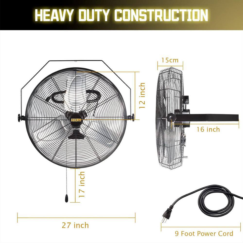 Edendirect ABC-W24 24 in. 2 Speeds Wall Fan in Yellow with TEAO Enclosure Motor, Permanent Lubricated Ball Bearing, 180-Degree Tilting2