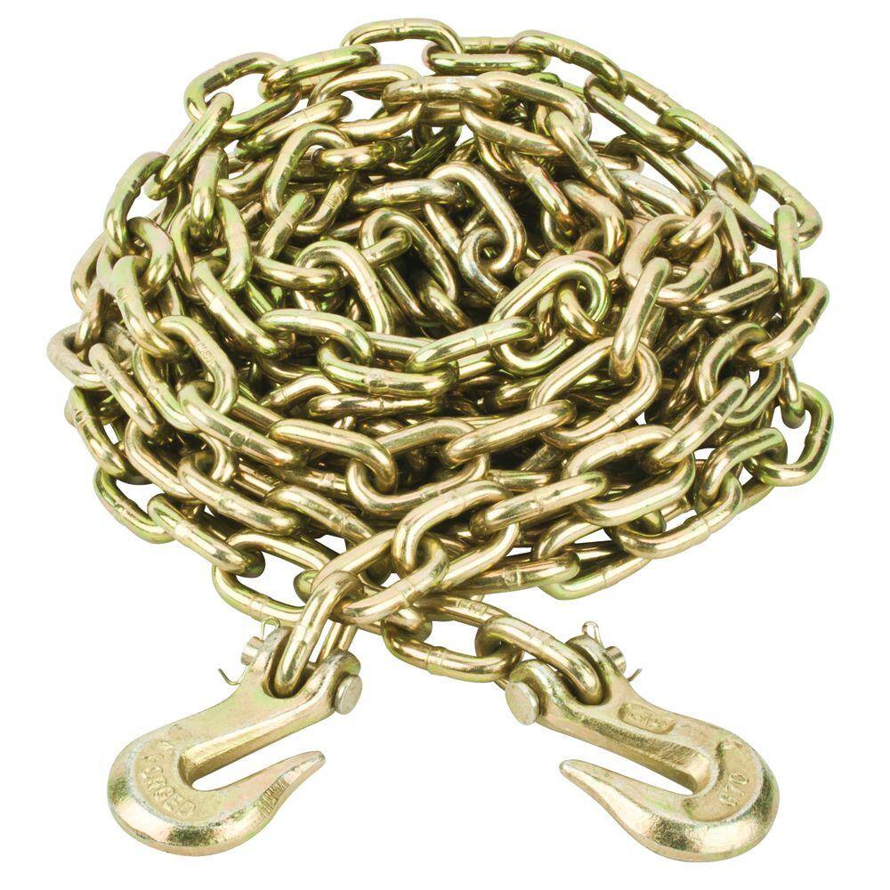 Everbilt 803082 5 16 in. x 20 ft. Grade 70 Yellow Zinc Plated Steel Tow Chain with Grab Hooks Everbilt 803082 5/16 in. x 20 ft. Grade 70 Yellow Zinc Plated Steel Tow Chain with Grab Hooks