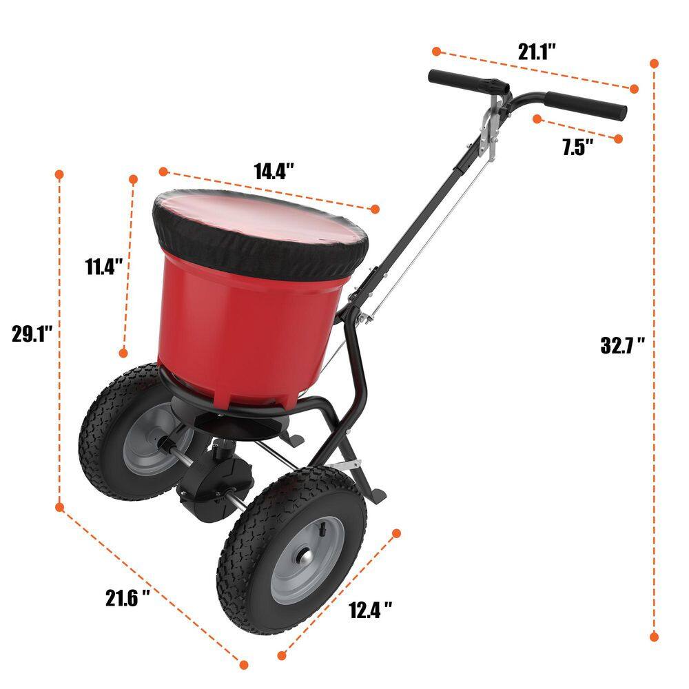 FUFU&GAGA Y-THD-580002-01 50 lbs. Capacity Walk-Behind Broadcast Fertilizer Spreader, Garden Seeder for Fertilizer and Ice Melt, Pneumatic Wheels4