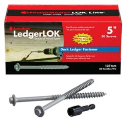 FastenMaster FMLL005-50 LedgerLOK Structural Ledger Board Screws - 5 inch wood screws with hex head - Gray (50 Pack)